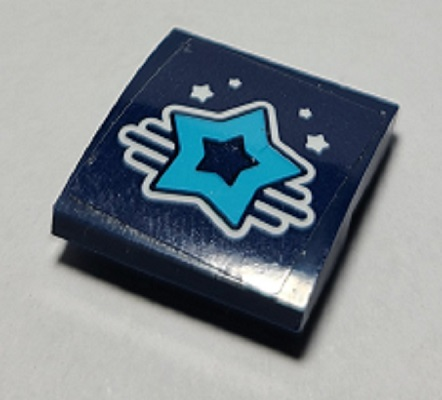Slope, Curved 2 x 2 x 2/3 with Medium Azure Star with Cutout, White Little Stars Pattern (Sticker) - Set 41364