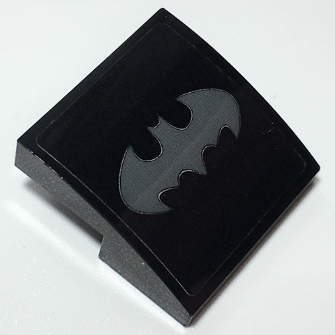 Slope, Curved 2 x 2 x 2/3 with Dark Bluish Gray Batman Logo Pattern (Sticker) - Set 70917