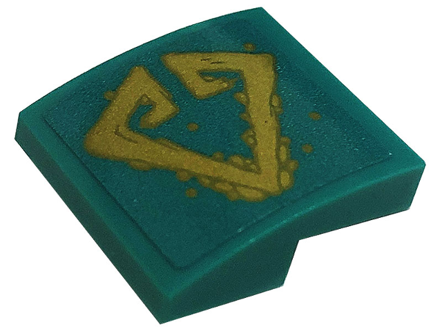 Slope, Curved 2 x 2 x 2/3 with Gold Spots and Diamond Tribal Symbol Tattoo Pattern Side B (Sticker) - Set 71746