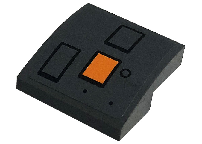 Slope, Curved 2 x 2 x 2/3 with Orange Rectangle, Black Rectangles, Dots and Circle Pattern (Sticker) - Set 75306