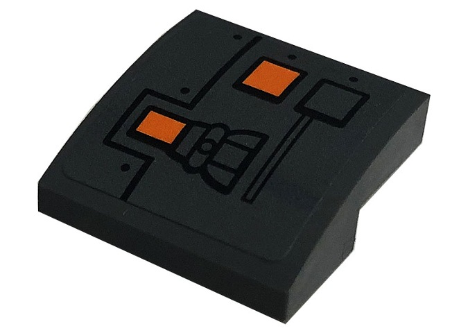 Slope, Curved 2 x 2 x 2/3 with Orange Rectangles, Black Rectangle, Dots and Lines Pattern (Sticker) - Set 75306