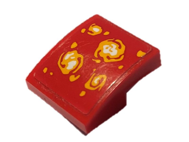 Slope, Curved 2 x 2 x 2/3 with Bright Light Orange and White Lava Balls Pattern (Sticker) - Set 70323