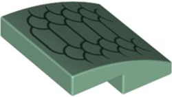 Slope, Curved 2 x 2 x 2/3 with Dark Green Scales Pattern