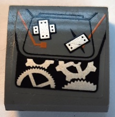 Slope, Curved 2 x 2 x 2/3 with Silver Gears and Metal Plates Pattern (Sticker) - Set 70317