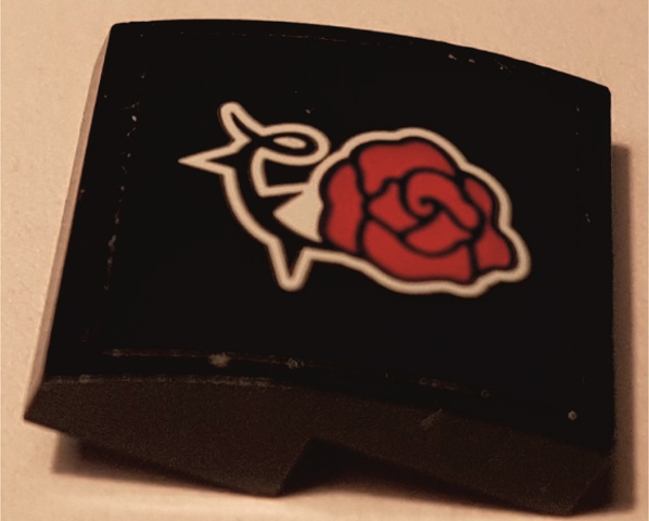 Slope, Curved 2 x 2 x 2/3 with Red Rose Pattern (Sticker) - Set 41352