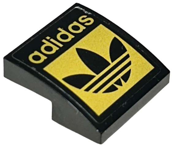 Slope, Curved 2 x 2 x 2/3 with Black and Gold 'adidas' and Trefoil Logo Pattern (Sticker) - Set 40486