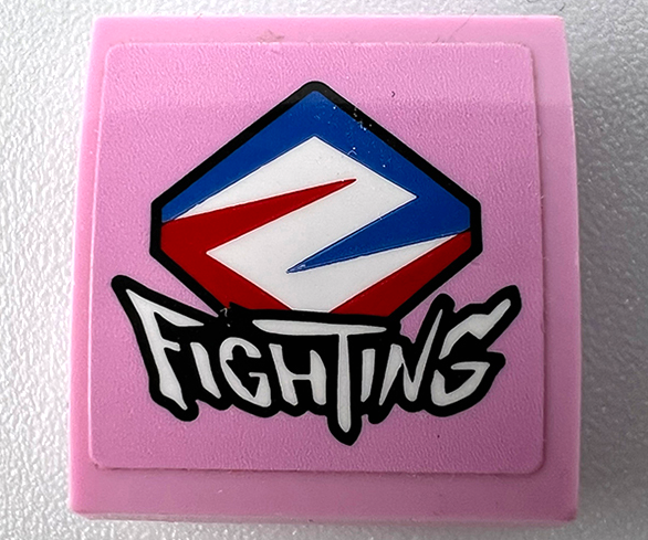 Slope, Curved 2 x 2 x 2/3 with 'FIGHTING' and Red, White and Blue Stylized Letter Z Pattern (Sticker) - Set 75973