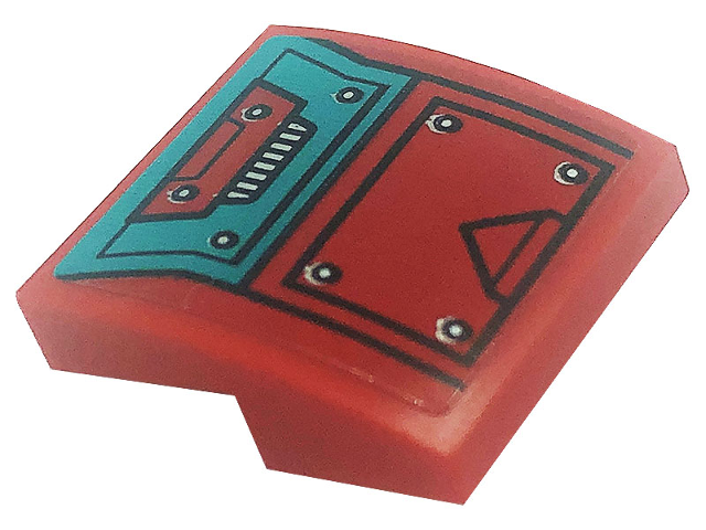 Slope, Curved 2 x 2 x 2/3 with Dark Turquoise Hatch and Hull Plates with Silver Dots Pattern (Sticker) - Set 80008
