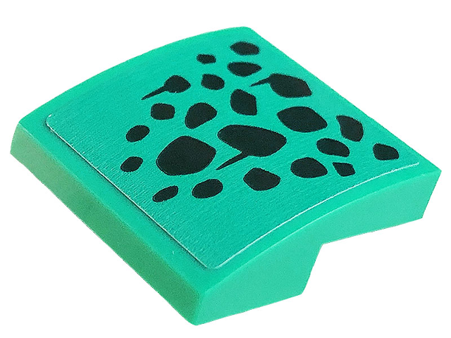 Slope, Curved 2 x 2 x 2/3 with Black Spots, Scales and Lines Pointing Down Pattern (Sticker) - Set 71755