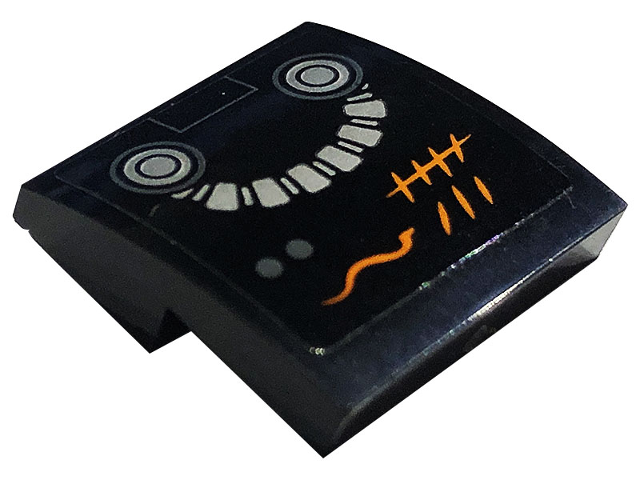 Slope, Curved 2 x 2 x 2/3 with Orange Tally Marks and Silver Hose Pattern Model Right Side (Sticker) - Set 71736