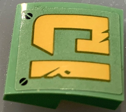 Slope, Curved 2 x 2 x 2/3 with Gold 'C1' and Black Screws Pattern (Sticker) - Set 70676