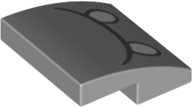 Slope, Curved 2 x 2 x 2/3 with White Ovals / Eyes, Dark Bluish Gray Curved Line Unibrow Pattern (Super Mario Reznor)