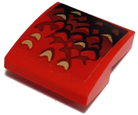 Slope, Curved 2 x 2 x 2/3 with Black, Dark Red and Gold Scales Pattern Side A (Sticker) - Set 70653