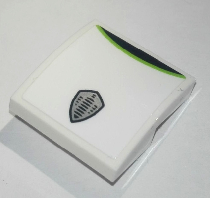 Slope, Curved 2 x 2 x 2/3 with Koenigsegg Logo and Black and Lime Stripe Pattern (Sticker) - Set 76900