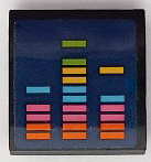 Slope, Curved 2 x 2 x 2/3 with Orange, Dark Pink, Dark Turquoise, Yellow and Lime Sound Equalizer Bars on Dark Blue Background Pattern (Sticker) - Set 41428