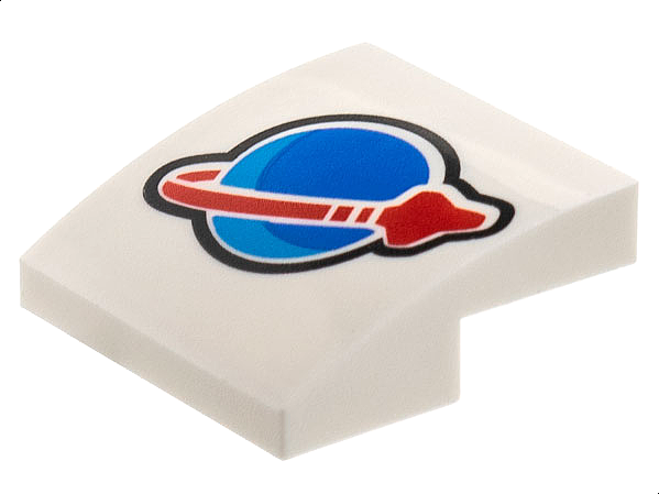 Slope, Curved 2 x 2 x 2/3 with Blue and Red Classic Space Logo Pattern