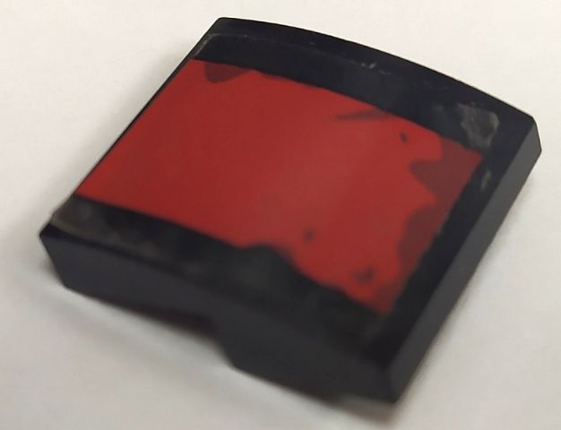 Slope, Curved 2 x 2 x 2/3 with Red and Dark Red Worn Rectangle Pattern (Sticker) - Set 70908