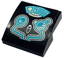 Slope, Curved 2 x 2 x 2/3 with Medium Azure and Silver Head-Up Display (HUD) Pattern (Sticker) - Set 70164