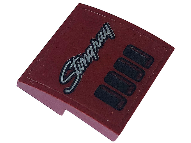 Slope, Curved 2 x 2 x 2/3 with Silver 'Stingray' and Black Air Vents Pattern Model Left Side (Sticker) - Set 76903