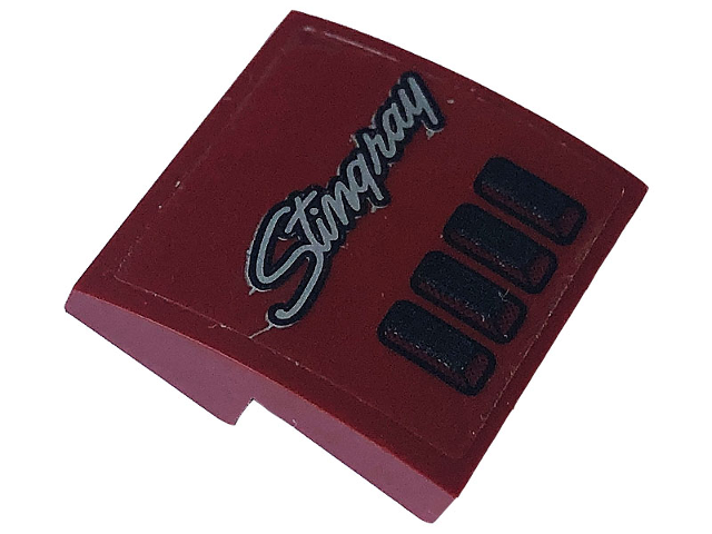 Slope, Curved 2 x 2 x 2/3 with Silver 'Stingray' and Black Air Vents Pattern Model Right Side (Sticker) - Set 76903