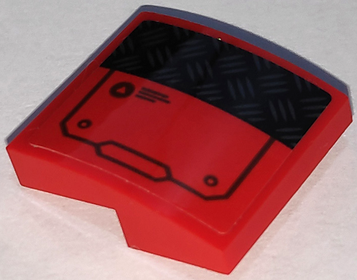 Slope, Curved 2 x 2 x 2/3 with Black Hatch with Rivets and Tread Plate Pattern Model Left Side (Sticker) - Set 70675