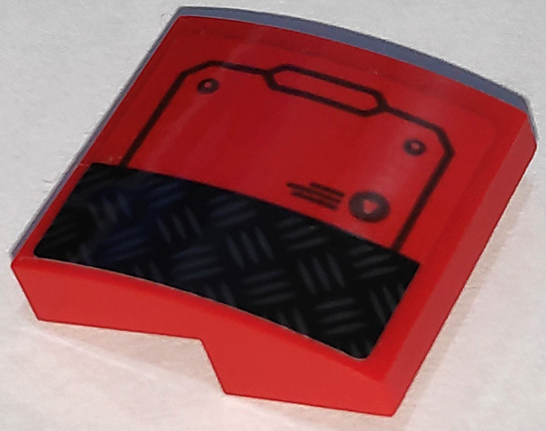 Slope, Curved 2 x 2 x 2/3 with Black Hatch with Rivets and Tread Plate Pattern Model Right Side (Sticker) - Set 70675