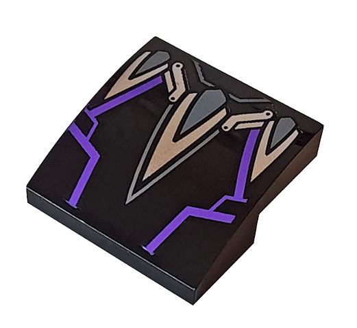 Slope, Curved 2 x 2 x 2/3 with Silver Claws and Dark Purple Highlights Pattern