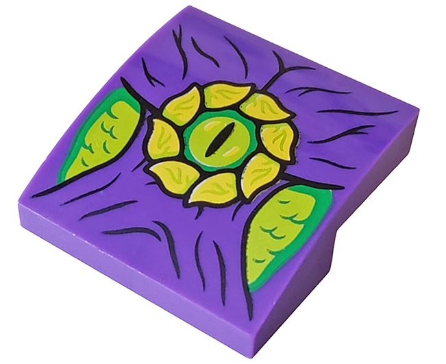 Slope, Curved 2 x 2 x 2/3 with Lime Eye and Muscles Pattern