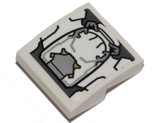 Slope, Curved 2 x 2 x 2/3 with Dark and Light Bluish Gray Hull Plates Pattern (Sticker) - Set 76989