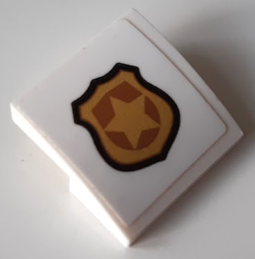 Slope, Curved 2 x 2 x 2/3 with Gold and Copper Police Badge Pattern (Sticker) - Set 60143