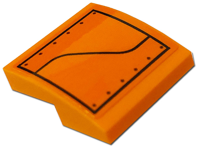 Slope, Curved 2 x 2 x 2/3 with Hull Plate, Rivets, and Curved Black Line Pattern Model Right Side (Sticker) - Set 76193