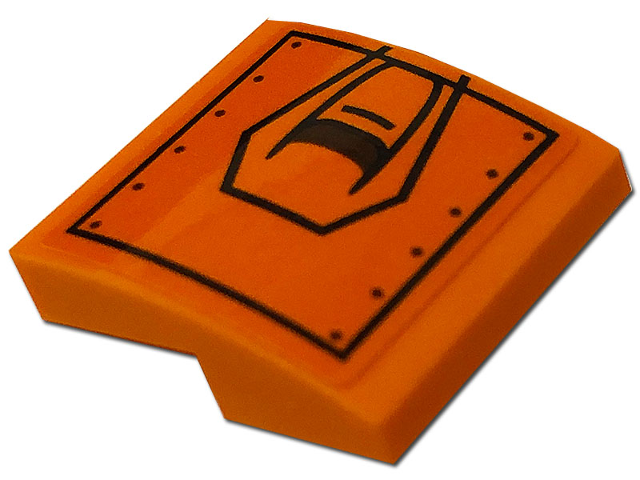 Slope, Curved 2 x 2 x 2/3 with Hull Plate, Black Lines, Rivets, and Dark Brown Air Intake Pattern Model Left Side (Sticker) - Set 76193