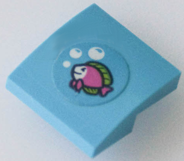 Slope, Curved 2 x 2 x 2/3 with Dark Pink and Lime Fish and White Bubbles Pattern (Sticker) - Set 41433