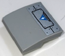 Slope, Curved 2 x 2 x 2/3 with Silver Plates and White Lightning Bolt on Dark Azure Triangle Warning Sign Pattern (Sticker) - Set 70424