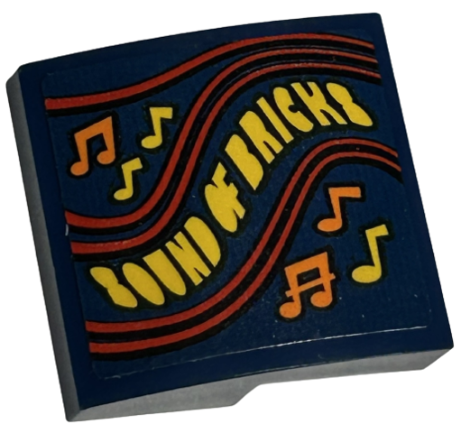 Slope, Curved 2 x 2 x 2/3 with Orange and Yellow Music Notes and 'SOUND OF BRICKS' Pattern (Sticker) - Set 40569