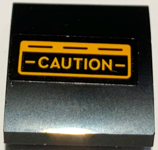 Slope, Curved 2 x 2 x 2/3 with Bright Light Orange '- CAUTION -' Pattern (Sticker) – Set 10304