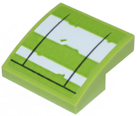 Slope, Curved 2 x 2 x 2/3 with 2 White Thick Stripes and Black Lines on Lime Background Pattern (Sticker) - Set 75314