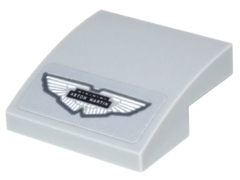 Slope, Curved 2 x 2 x 2/3 with Silver and Black 'ASTON MARTIN' Wings Logo Badge Pattern (Sticker) - Set 10262