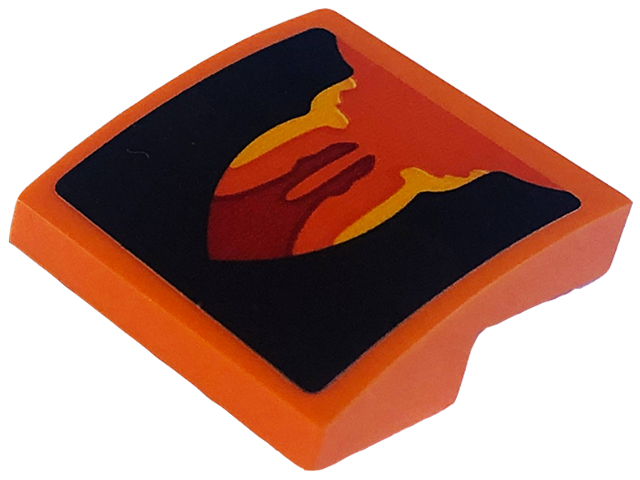 Slope, Curved 2 x 2 x 2/3 with Black Veins and Red, Bright Light Orange, and Yellow Trim Pattern (Sticker) - Set 75574