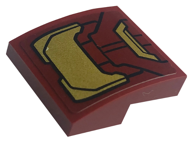 Slope, Curved 2 x 2 x 2/3 with Dark Red and Gold Armor Plates Pattern (Sticker) - Set 76203