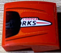 Slope, Curved 2 x 2 x 2/3 with 'COOPER RKS' (WORKS) on White Oval Pattern (Sticker) - Set 75894