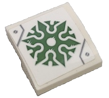 Slope, Curved 2 x 2 x 2/3 with Sand Green Shuriken Throwing Star Pattern (Sticker) - Set 70676