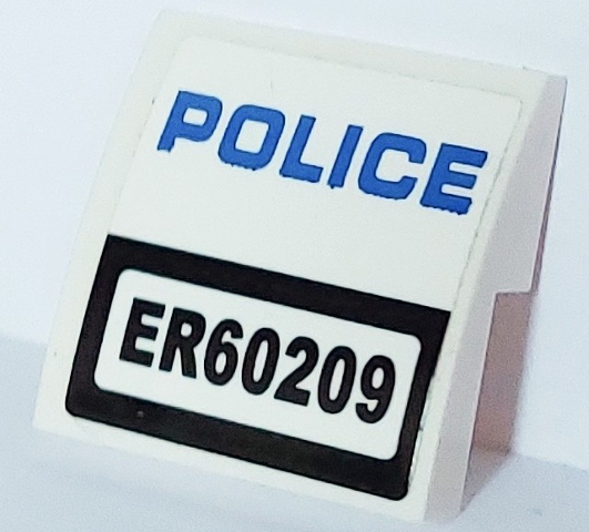 Slope, Curved 2 x 2 x 2/3 with 'ER60209' and Blue 'POLICE' Pattern (Sticker) - Set 60209