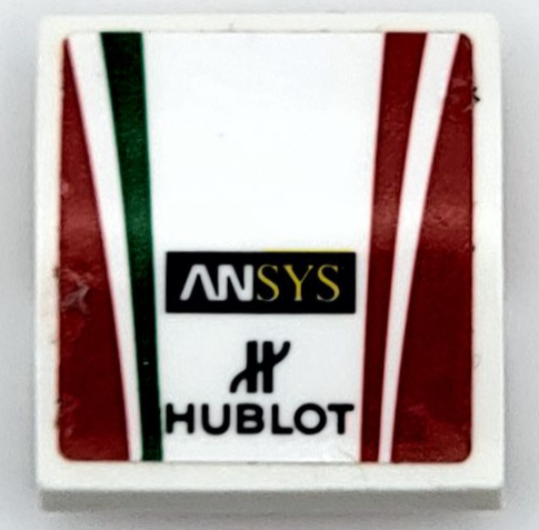 Slope, Curved 2 x 2 x 2/3 with Black 'ANSYS' and 'HUBLOT', Red and Green Stripes Pattern (Sticker) - Set 75889