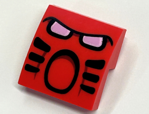 Slope, Curved 2 x 2 x 2/3 with Tahu Mask and Dark Pink Eyes Pattern