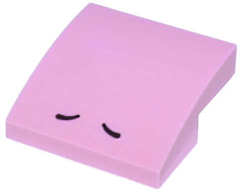 Slope, Curved 2 x 2 x 2/3 with 2 Black Curved Lines Pattern (Super Mario Fliprus Nostrils)