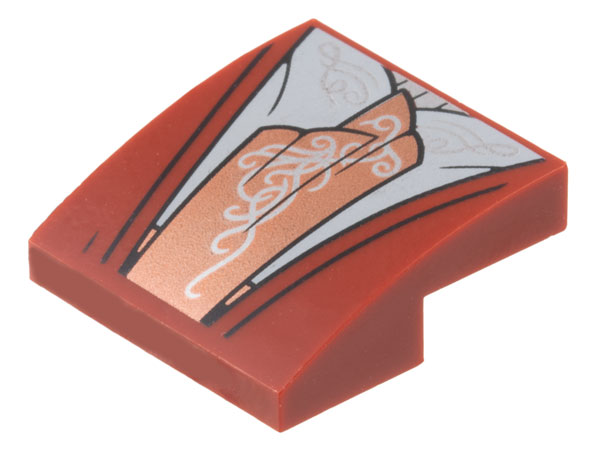 Slope, Curved 2 x 2 x 2/3 with Robe, Light Bluish Gray Center Panel and Copper Sash with Silver Filigree Pattern (Elrond Robe)