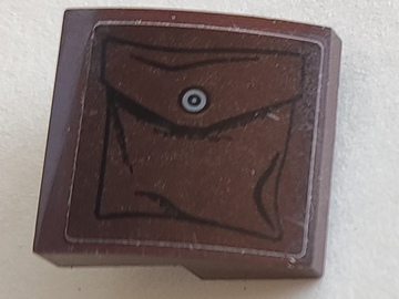 Slope, Curved 2 x 2 x 2/3 with Pocket with Black Outline and Dark Bluish Gray Button Pattern Model Right Side (Sticker) - Set 75525