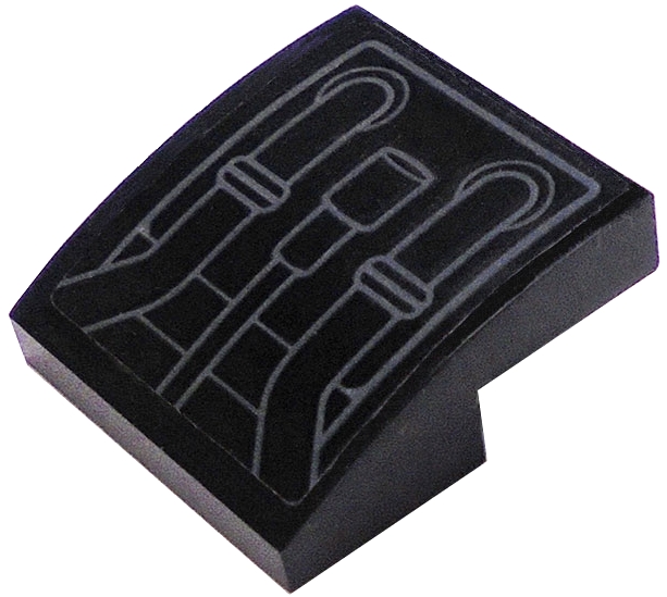 Slope, Curved 2 x 2 x 2/3 with 3 Dark Bluish Gray Pipes Pattern (Sticker) - Set 75156