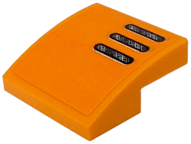 Slope, Curved 2 x 2 x 2/3 with Black and Silver Air Vent Grilles Pattern Model Left Side (Sticker) - Set 76918